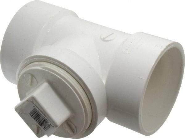 B&K Mueller - 3", PVC Drain, Waste & Vent Pipe Test Tee - Hub x Hub x CO with Plug - USA Tool & Supply
