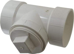 B&K Mueller - 4", PVC Drain, Waste & Vent Pipe Test Tee - Hub x Hub x CO with Plug - USA Tool & Supply