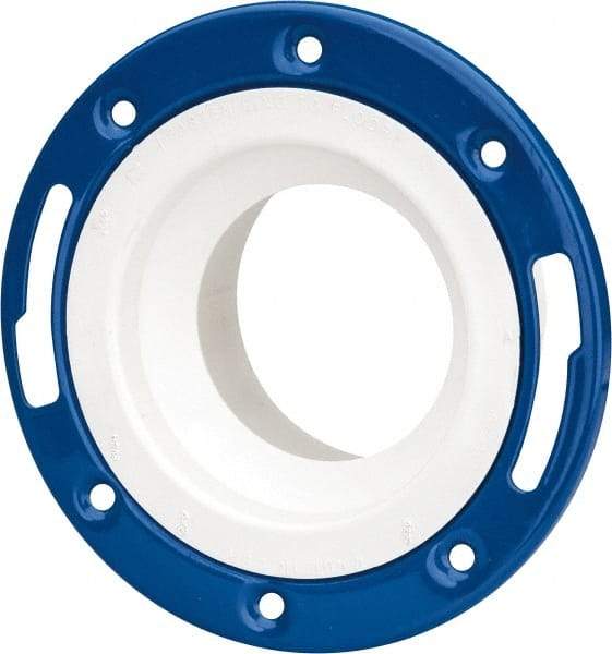 B&K Mueller - 4 x 3" Pipe, 7" OD, PVC Adjustable Closet Flange - 40° Max Working Temp, Hub End Connections - USA Tool & Supply