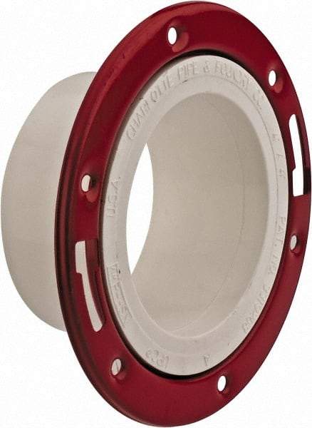 B&K Mueller - 4" Pipe, 7" OD, PVC Adjustable Closet Flange - 40° Max Working Temp, Spig End Connections - USA Tool & Supply