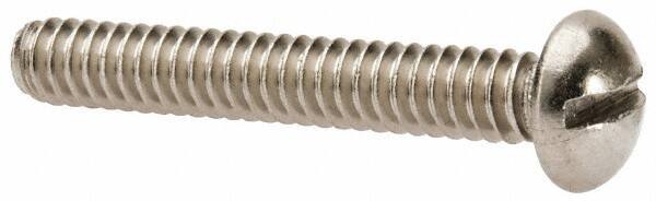 Value Collection - #10-24 UNC, 1-1/4" Length Under Head Slotted Drive Machine Screw - Round Head, Grade 316 Stainless Steel, Uncoated, Without Washer - USA Tool & Supply