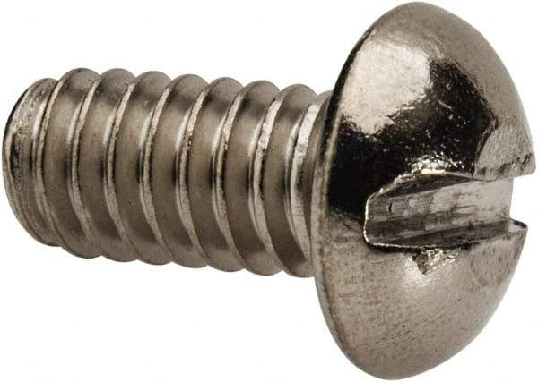 Value Collection - 1/4-20 UNC, 1/2" Length Under Head Slotted Drive Machine Screw - Round Head, Grade 316 Stainless Steel, Uncoated, Without Washer - USA Tool & Supply