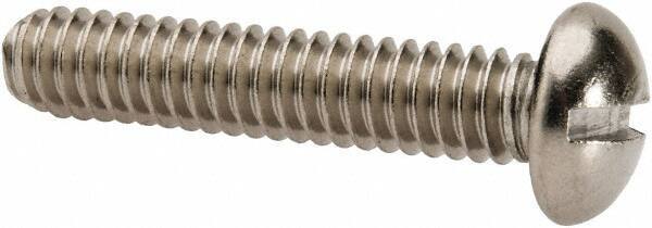 Value Collection - 1/4-20 UNC, 1-1/4" Length Under Head Slotted Drive Machine Screw - Round Head, Grade 316 Stainless Steel, Uncoated, Without Washer - USA Tool & Supply