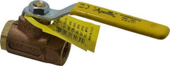 Apollo - 3/8" Pipe, Standard Port, Bronze Standard Ball Valve - 2 Piece, Inline - One Way Flow, FNPT x FNPT Ends, Lever Handle, 600 WOG, 125 WSP - USA Tool & Supply