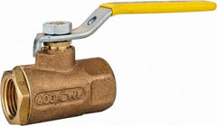 Apollo - 1/2" Pipe, Standard Port, Bronze Standard Ball Valve - 2 Piece, Inline - One Way Flow, FNPT x FNPT Ends, Lever Handle, 600 WOG, 125 WSP - USA Tool & Supply