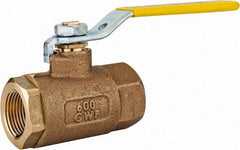 Apollo - 3/4" Pipe, Standard Port, Bronze Standard Ball Valve - 2 Piece, Inline - One Way Flow, FNPT x FNPT Ends, Lever Handle, 600 WOG, 125 WSP - USA Tool & Supply