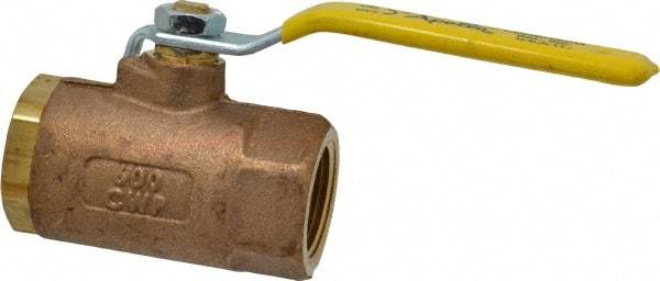 Apollo - 1" Pipe, Standard Port, Bronze Standard Ball Valve - 2 Piece, Inline - One Way Flow, FNPT x FNPT Ends, Lever Handle, 600 WOG, 150 WSP - USA Tool & Supply