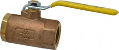 Apollo - 1" Pipe, Standard Port, Bronze Standard Ball Valve - 2 Piece, Inline - One Way Flow, FNPT x FNPT Ends, Lever Handle, 600 WOG, 150 WSP - USA Tool & Supply