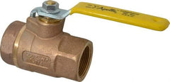 Apollo - 1-1/4" Pipe, Standard Port, Bronze Standard Ball Valve - 2 Piece, Inline - One Way Flow, FNPT x FNPT Ends, Lever Handle, 600 WOG, 125 WSP - USA Tool & Supply