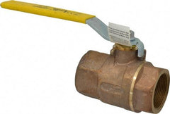 Apollo - 1-1/2" Pipe, Standard Port, Bronze Standard Ball Valve - 2 Piece, Inline - One Way Flow, FNPT x FNPT Ends, Lever Handle, 600 WOG, 125 WSP - USA Tool & Supply