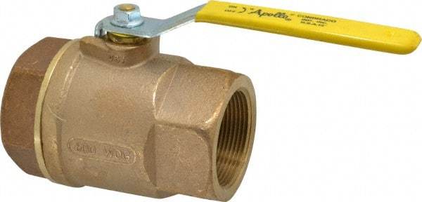 Apollo - 2-1/2" Pipe, Standard Port, Bronze Standard Ball Valve - 2 Piece, Inline - One Way Flow, FNPT x FNPT Ends, Lever Handle, 600 WOG, 125 WSP - USA Tool & Supply