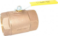 Apollo - 3" Pipe, Standard Port, Bronze Standard Ball Valve - 2 Piece, Inline - One Way Flow, FNPT x FNPT Ends, Lever Handle, 600 WOG, 125 WSP - USA Tool & Supply