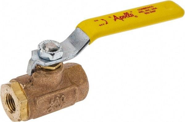 Apollo - 1/4" Pipe, Standard Port, Bronze Steam Service Ball Valve - 2 Piece, Inline - One Way Flow, FNPT x FNPT Ends, Lever Handle, 600 WOG, 250 WSP - USA Tool & Supply