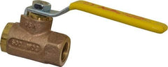 Apollo - 3/8" Pipe, Standard Port, Bronze Steam Service Ball Valve - 2 Piece, Inline - One Way Flow, FNPT x FNPT Ends, Lever Handle, 600 WOG, 250 WSP - USA Tool & Supply