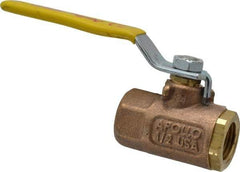 Apollo - 1/2" Pipe, Standard Port, Bronze Steam Service Ball Valve - 2 Piece, Inline - One Way Flow, FNPT x FNPT Ends, Lever Handle, 600 WOG, 250 WSP - USA Tool & Supply