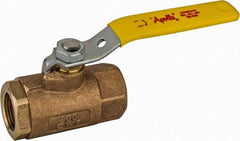 Apollo - 3/4" Pipe, Standard Port, Bronze Steam Service Ball Valve - 2 Piece, Inline - One Way Flow, FNPT x FNPT Ends, Lever Handle, 600 WOG, 250 WSP - USA Tool & Supply
