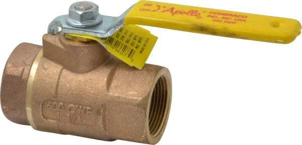 Apollo - 1-1/4" Pipe, Standard Port, Bronze Steam Service Ball Valve - 2 Piece, Inline - One Way Flow, FNPT x FNPT Ends, Lever Handle, 600 WOG, 250 WSP - USA Tool & Supply