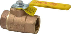 Apollo - 1-1/4" Pipe, Standard Port, Bronze Steam Service Ball Valve - 2 Piece, Inline - One Way Flow, FNPT x FNPT Ends, Lever Handle, 600 WOG, 250 WSP - USA Tool & Supply