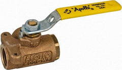 Apollo - 1/2" Pipe, Standard Port, Bronze Standard Ball Valve - Three Way, FNPT x FNPT x FNPT Ends, Lever Handle, 400 WOG - USA Tool & Supply