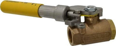 Apollo - 3/4" Pipe, Bronze Standard Ball Valve - 2 Piece, Inline - One Way Flow, FNPT x FNPT Ends, Deadman Lever (Spring Return to Close) Handle, 600 WOG, 150 WSP - USA Tool & Supply