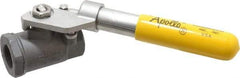 Apollo - 3/4" Pipe, Carbon Steel Standard Ball Valve - 2 Piece, Inline - One Way Flow, FNPT x FNPT Ends, Deadman Lever (Spring Return to Close) Handle, 2,000 WOG, 150 WSP - USA Tool & Supply