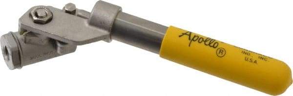 Apollo - 1/4" Pipe, Stainless Steel Standard Ball Valve - 2 Piece, Inline - One Way Flow, FNPT x FNPT Ends, Deadman Lever (Spring Return to Close) Handle, 2,000 WOG, 150 WSP - USA Tool & Supply