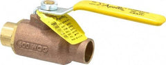 Apollo - 3/4" Pipe, Standard Port, Bronze Standard Ball Valve - 2 Piece, Inline - One Way Flow, Soldered x Soldered Ends, Lever Handle, 600 WOG, 125 WSP - USA Tool & Supply