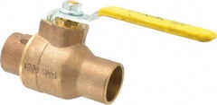 Apollo - 1-1/4" Pipe, Standard Port, Bronze Standard Ball Valve - 2 Piece, Inline - One Way Flow, Soldered x Soldered Ends, Lever Handle, 600 WOG, 125 WSP - USA Tool & Supply