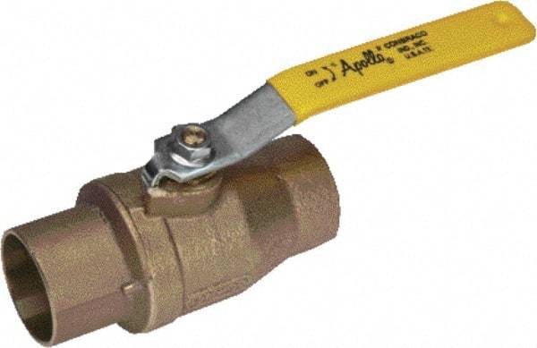 Apollo - 2" Pipe, Standard Port, Bronze Standard Ball Valve - 2 Piece, Inline - One Way Flow, Soldered x Soldered Ends, Lever Handle, 600 WOG, 125 WSP - USA Tool & Supply