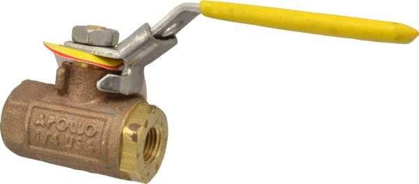 Apollo - 1/4" Pipe, Bronze Standard Ball Valve - 2 Piece, Inline - One Way Flow, FNPT x FNPT Ends, Locking Lever Handle, 600 WOG - USA Tool & Supply