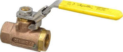 Apollo - 3/8" Pipe, Bronze Standard Ball Valve - 2 Piece, Inline - One Way Flow, FNPT x FNPT Ends, Locking Lever Handle, 600 WOG - USA Tool & Supply
