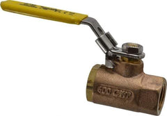 Apollo - 1/2" Pipe, Bronze Standard Ball Valve - 2 Piece, Inline - One Way Flow, FNPT x FNPT Ends, Locking Lever Handle, 600 WOG - USA Tool & Supply