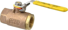 Apollo - 1" Pipe, Bronze Standard Ball Valve - 2 Piece, Inline - One Way Flow, FNPT x FNPT Ends, Locking Lever Handle, 600 WOG - USA Tool & Supply