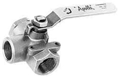 Apollo - 2" Pipe, Stainless Steel Standard Ball Valve - Three Way, FNPT x FNPT x FNPT Ends, Lever Handle, 800 WOG - USA Tool & Supply