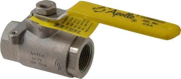 Apollo - 3/4" Pipe, Stainless Steel Standard Ball Valve - Three Way, FNPT x FNPT x FNPT Ends, Lever Handle, 800 WOG - USA Tool & Supply