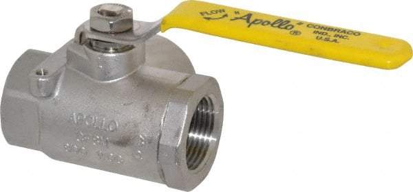 Apollo - 1" Pipe, Stainless Steel Standard Ball Valve - Three Way, FNPT x FNPT x FNPT Ends, Lever Handle, 800 WOG - USA Tool & Supply