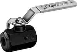 Apollo - 1-1/2" Pipe, Full Port, Carbon Steel Standard Ball Valve - 2 Piece, Inline - One Way Flow, FNPT x FNPT Ends, Lever Handle, 3,000 WOG - USA Tool & Supply
