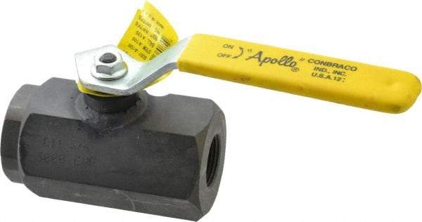 Apollo - 3/4" Pipe, Full Port, Carbon Steel Standard Ball Valve - 2 Piece, Inline - One Way Flow, FNPT x FNPT Ends, Lever Handle, 3,000 WOG - USA Tool & Supply