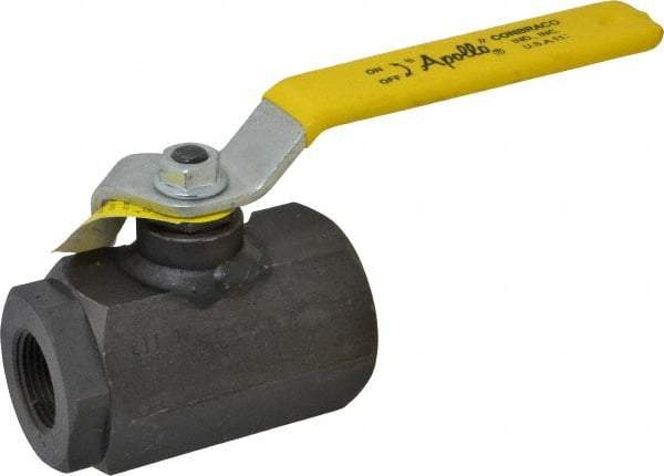 Apollo - 1" Pipe, Full Port, Cast Iron Standard Ball Valve - 2 Piece, Inline - One Way Flow, FNPT x FNPT Ends, Lever Handle, 3,000 WOG - USA Tool & Supply
