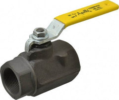Apollo - 1-1/4" Pipe, Standard Port, Carbon Steel Standard Ball Valve - 2 Piece, Inline - One Way Flow, FNPT x FNPT Ends, Lever Handle, 1,500 WOG, 150 WSP - USA Tool & Supply