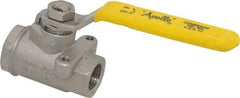 Apollo - 3/8" Pipe, Stainless Steel Standard Ball Valve - 2 Piece, Inline - One Way Flow, FNPT x FNPT Ends, Lever Handle, 2,000 WOG, 150 WSP - USA Tool & Supply