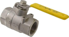 Apollo - 1-1/4" Pipe, Stainless Steel Standard Ball Valve - 2 Piece, Inline - One Way Flow, FNPT x FNPT Ends, Lever Handle, 1,500 WOG, 150 WSP - USA Tool & Supply