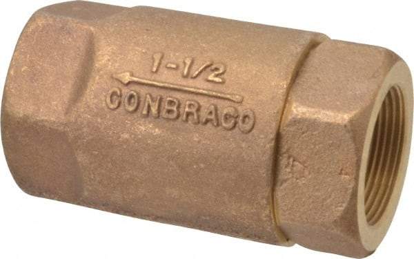 Conbraco - 1-1/2" Bronze Check Valve - Inline, FNPT x FNPT - USA Tool & Supply