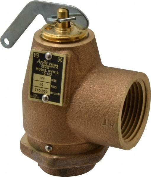Conbraco - 3/4" Inlet, 1" Outlet, ASME Safety Relief Valve - 30 Max psi, Bronze, 710,000 BTUs - USA Tool & Supply