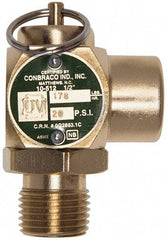 Conbraco - 1/2" Inlet, 1/2" Outlet, ASME Safety Relief Valve - 30 Max psi, Bronze, 245,000 BTUs - USA Tool & Supply