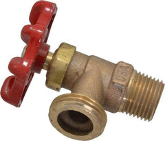 Conbraco - 1/2" Pipe, Bronze, MNPT x GHT End Connection, Boiler Drain Valve - 5/8" Long Shank, Handwheel Handle - USA Tool & Supply