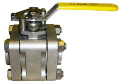 Apollo - 1-1/4" Pipe, Full Port, Stainless Steel Standard Ball Valve - 3 Piece, Inline - One Way Flow, Socket Weld x Socket Weld Ends, Lever Handle, 1,000 WOG, 150 WSP - USA Tool & Supply