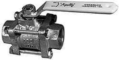 Apollo - 1-1/4" Pipe, Full Port, Bronze Standard Ball Valve - 3 Piece, Inline - One Way Flow, FNPT x FNPT Ends, Lever Handle, 600 WOG, 150 WSP - USA Tool & Supply