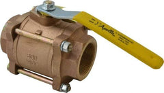 Apollo - 2" Pipe, Full Port, Bronze Standard Ball Valve - 3 Piece, Inline - One Way Flow, FNPT x FNPT Ends, Lever Handle, 600 WOG, 150 WSP - USA Tool & Supply