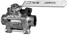 Apollo - 1-1/2" Pipe, Full Port, Bronze Standard Ball Valve - 3 Piece, Inline - One Way Flow, Soldered x Soldered Ends, Lever Handle, 600 WOG, 150 WSP - USA Tool & Supply